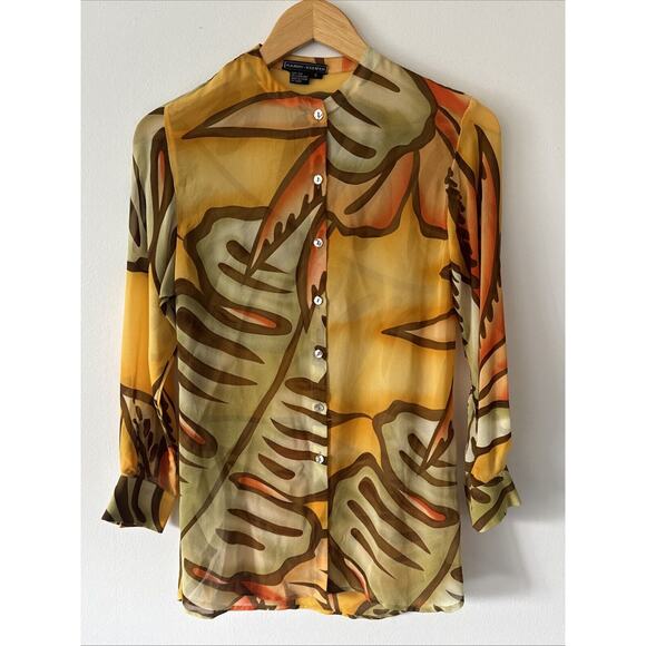 Randy Kemper 2 pc Blouse Wrap Skirt Size 6 100% Silk Boho Farm Rio Resort Artsy - Picture 5 of 11